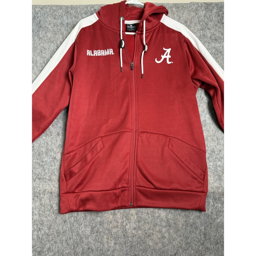 Colosseum Alabama Crimson Tide Hoodie Mens‎ Medium Red White Drawstring Full Zip